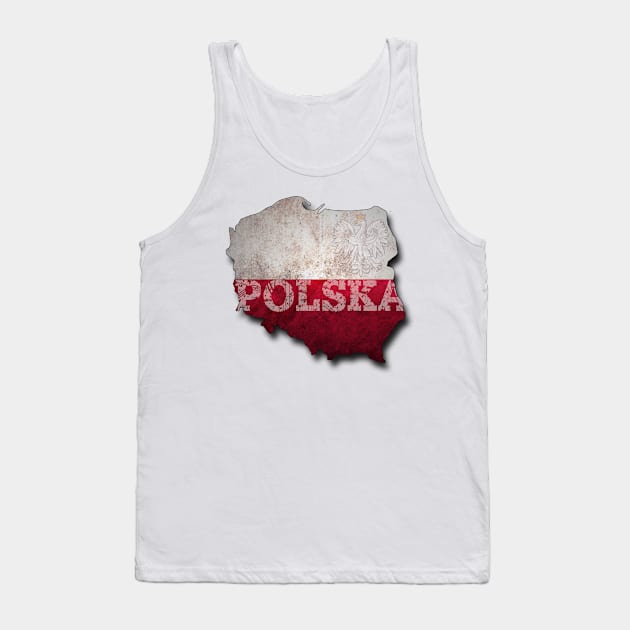 Poland Outline in Grunge Style Polska Eagle Tank Top by printjobz